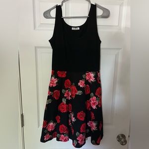 2 Medium A-line Dresses (black with flowers)